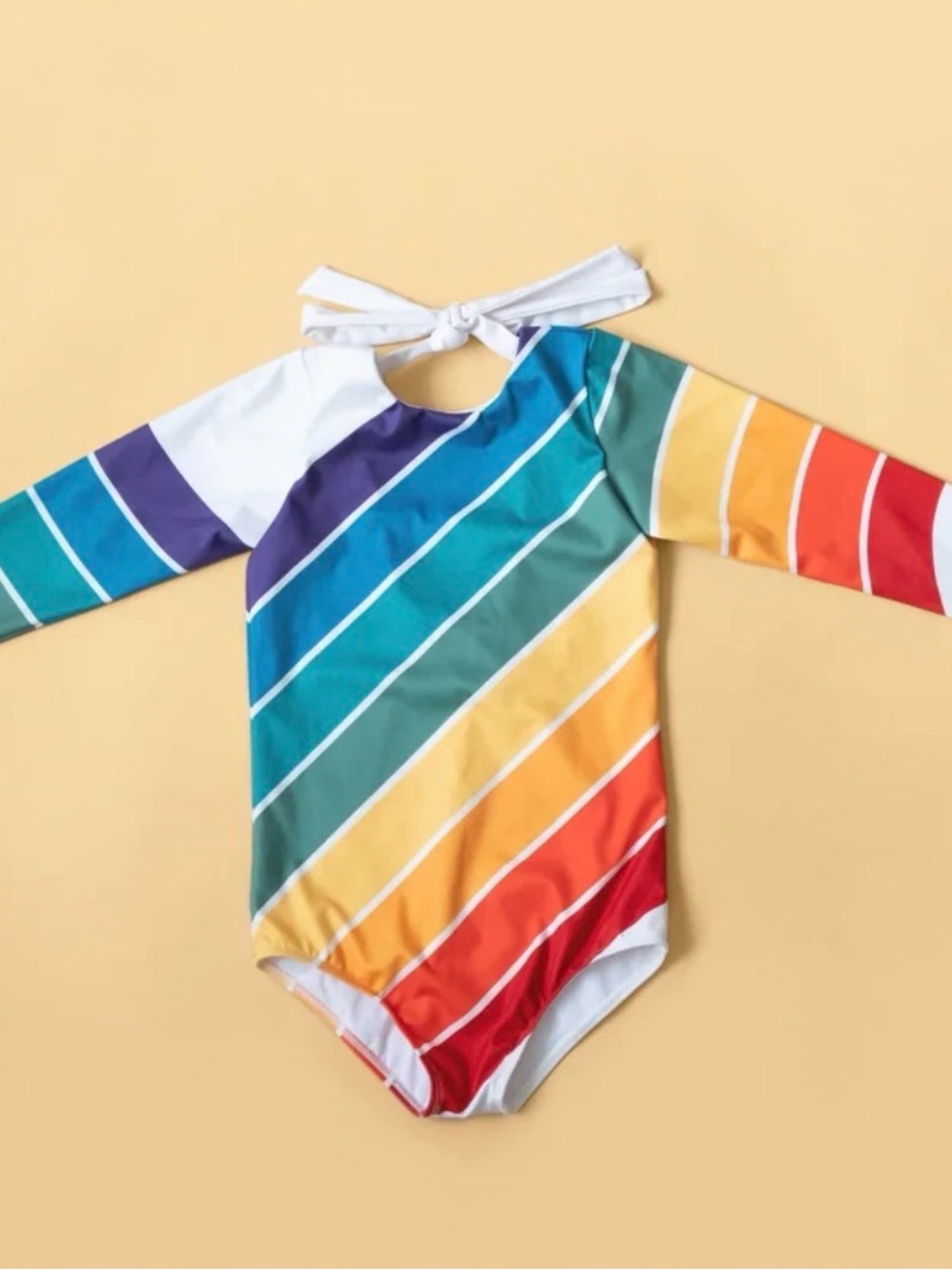 Saint Ida Rainbow Stripe Long Sleeve Swimsuit Sz 8